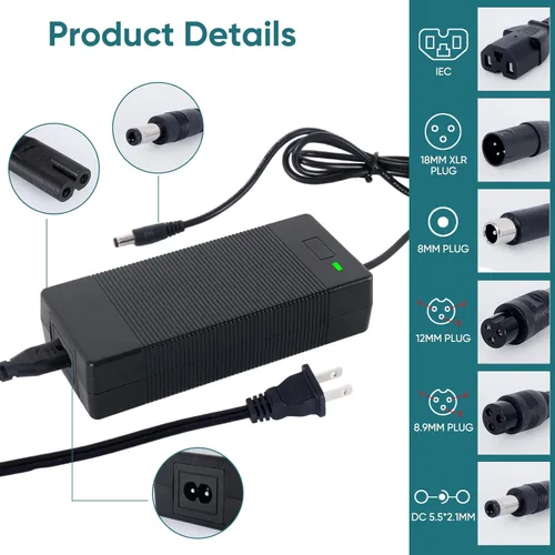 Miniatura 2 de Cargador eléctrico para scooter y hoverboard de 42 V 2 A, 6 en 1, adaptador de corriente para scooter multienchufe, compatible con Segway, Jetson