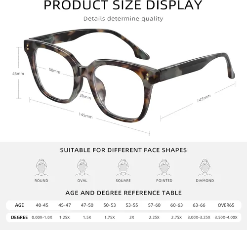 Miniatura 6 de Oversized Reading Glasses for Women & Men - Blue Light Blocking for Computer/Phones, Magnifying Readers