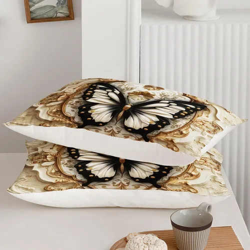 Miniatura 3 de AILONEN Juego de ropa de cama de mariposas en blanco y negro tamaño King, juego de funda de edredón con estampado de estilo en relieve de lujo