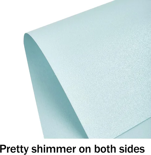 Miniatura 3 de Goefun - 100 hojas de cartulina azul brillante de 8.5 x 11 pulgadas, papel metálico de 80 libras para invitaciones, bodas, fiestas, duchas azul