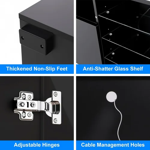 Miniatura 5 de Hlivelood Soporte de TV LED para TV de 85 pulgadas, Soporte de TV moderno con toma de corriente, Centro de entretenimiento con consola de TV moderna