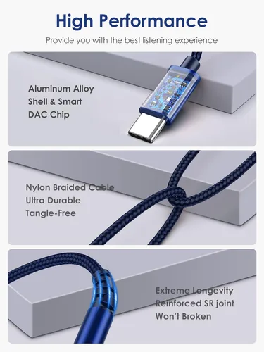 Miniatura 6 de Cable auxiliar de audio USB C a 0.138 in, cable auxiliar USB C, cable estéreo de auriculares tipo C a 0.138 in para iPhone, iPad, Samsung Galaxy