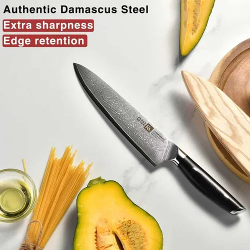 Miniatura 5 de Klaus Meyer Luxor - Cuchillo de chef de 8 pulgadas, cuchillo de cocina de damasco, cuchillo de chef japonés VG10 de acero inoxidable de alto carbono