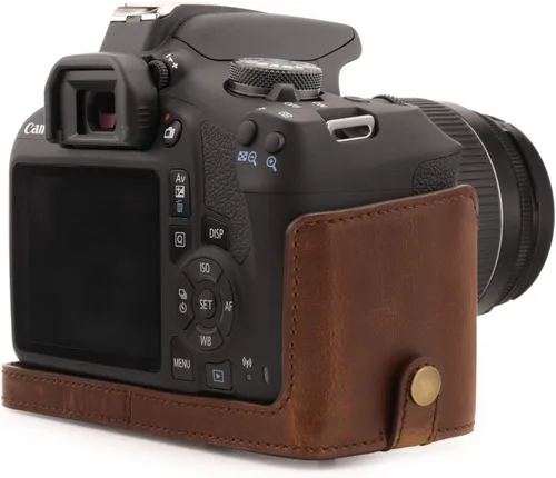 Miniatura 4 de MegaGear MG1608 Ever Ready - Funda de piel para cámara compatible con Canon EOS Rebel T7 (0.709-2.165 in), 2000D (0.709-2.165 in), color marrón