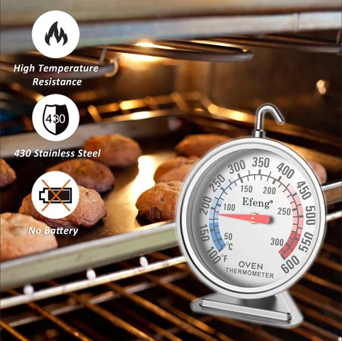 Miniatura 4 de Termómetros de horno (2 unidades) para medidor de temperatura de horno a gas o eléctrico con 100-600°F/122.0-572.0 °F, esfera grande y números