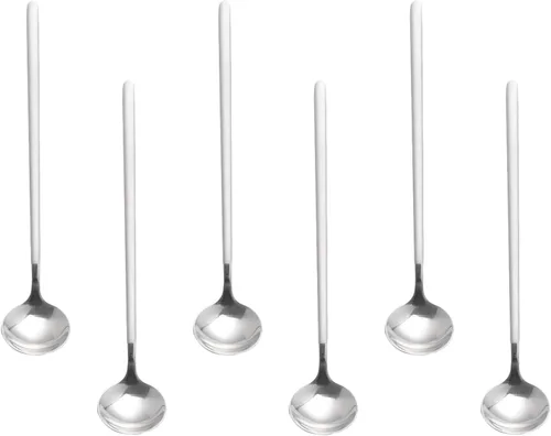Miniatura 22 de 6 cucharas de café negras, cucharas de café espresso de acero inoxidable 18/8, mini cuchara de té Vogue de 5.2 pulgadas, cuchara pequeña agitadora