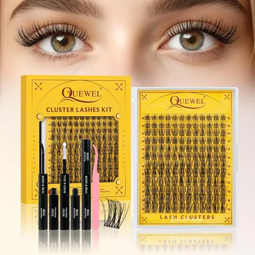 Miniatura 68 de QUEWEL Kit de extensión de pestañas DIY, racimos de pestañas 3D con 280 piezas, racimos de pestañas mixtas de 10-16 mm (30+40+50D), pinzas