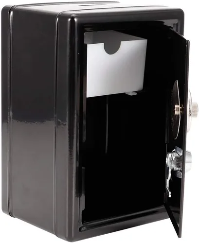 Miniatura 6 de Yosoo Caja de dinero para niños, caja de dinero, contraseña, monedas, ahorro de caja fuerte, estilo caja de regalo, con 2 llaves (negro)