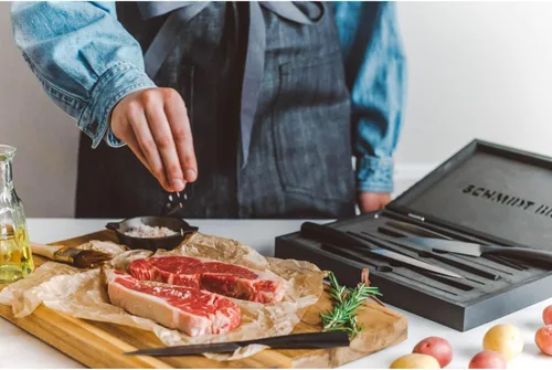 Miniatura 7 de Schmidt Brothers Heritage - Juego de 4 cuchillos de carne jumbo de acero inoxidable alemán de alto carbono