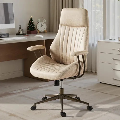 Silla de escritorio de oficina en casa, silla de oficina moderna de mediados de siglo con soporte lumbar ajustable, altura ajustable, silla
