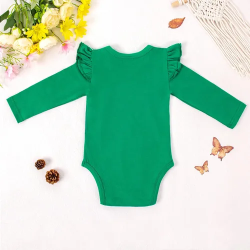 Miniatura 2 de LYSMuch Body de manga larga con volantes para bebé y niña, color sólido, ropa