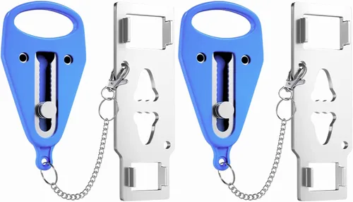 Miniatura 10 de Cerradura de Puerta Portátil Paquete de 2 para Viajes – Cerraduras de Puerta de Hotel para Seguridad de Viajeros – Cerradura de Seguridad de Puerta