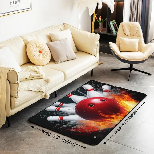 Miniatura 2 de Erosebridal Alfombra de área de fiesta de bolos para niños y niñas, alfombra de sala de estar de 3 x 5, alfombra con marco de agua y fuego