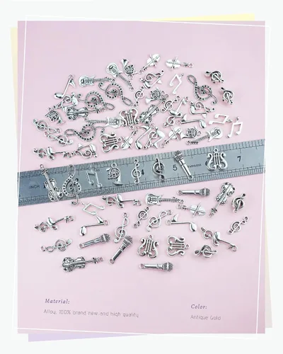 Miniatura 7 de JIALEEY Dijes de música multiestilo para instrumentos musicales, notas, símbolos, colgantes para collares, pulseras, aretes, fabricación de joyas