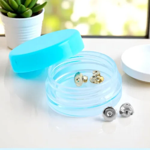 Miniatura 2 de Everyday Elegance Pendientes sólidos de oro blanco de 14 quilates con dos piezas de repuesto para parte trasera de arete Tornillo roscado para par