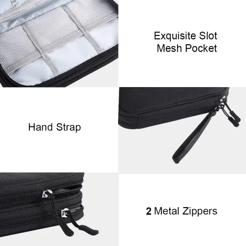 Miniatura 4 de Organizador de accesorios de viaje, bolsa electrónica para mantener los cables en orden (tamaño mediano, negro)