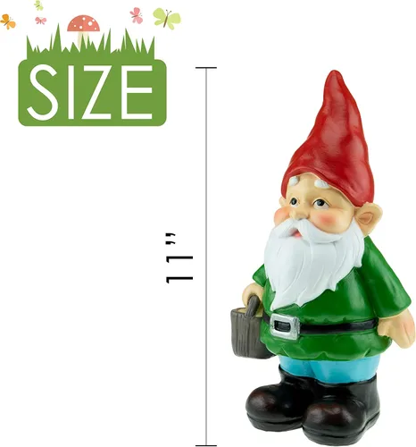 Miniatura 2 de Figura de gnomo de jardín de poliresina para adornos de césped, decoración de interiores o exteriores, 11 pulgadas de alto, cubo