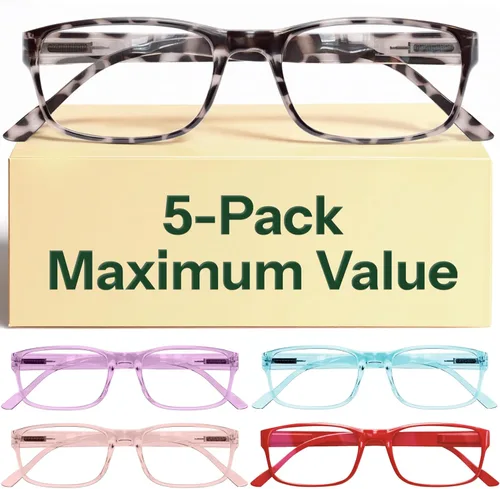 Miniatura 14 de Gaoye Gafas de lectura profesionales para todo el día, lectores de computadora con protección de luz azul, paquete económico B1-5 Pack Negro Claro