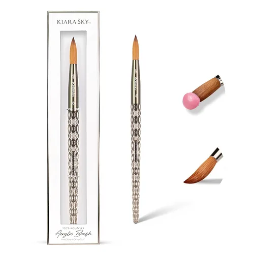Miniatura 18 de Kiara Sky Pincel Acrílico #8 - Negro 100% Puro Kolinsky Mango de Corte de Cristal y Resistente al Acetona