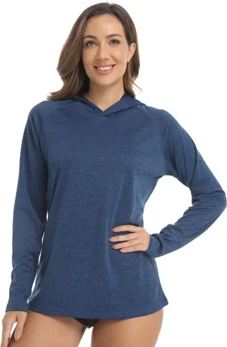 Miniatura 3 de KEFITEVD Camisas de manga larga para mujer, con protección solar UPF 50+, con capucha, para senderismo, campamento, pesca, correr