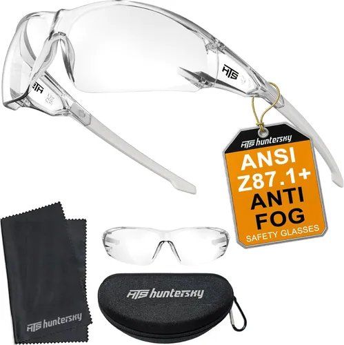 HTS HUNTERSKY ANSI Z87.1 Gafas de seguridad antivaho envolventes transparentes, gafas de laboratorio para pickleball y química con resistencia a los