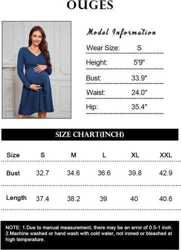 Miniatura 5 de OUGES Vestidos de maternidad con cuello en V para mujer, vestido de lactancia materna, baby shower