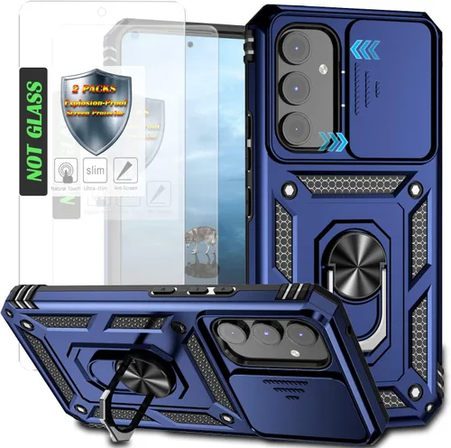 Miniatura 23 de Funda para Galaxy A26 con cubierta para lente de cámara, protector de pantalla HD, protección contra caídas de grado militar, soporte de anillo