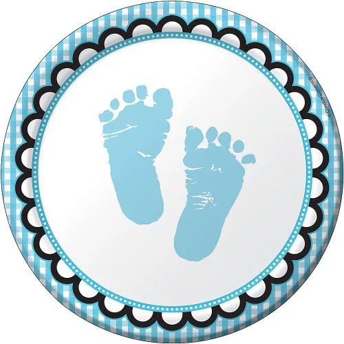 Miniatura 3 de Platos redondos de postre de papel de 8 unidades, Sweet Baby Feet Blue