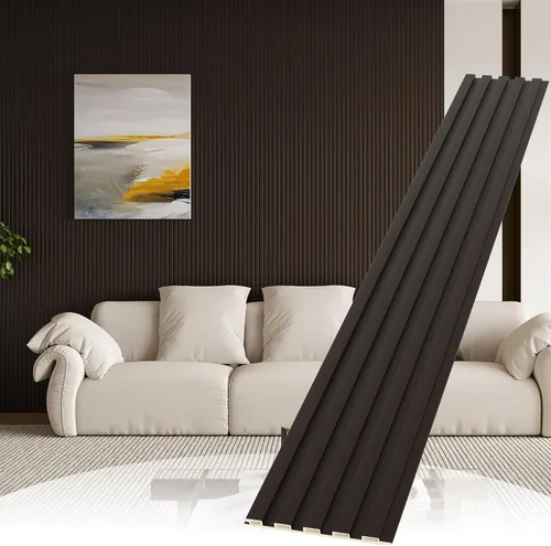 Miniatura 8 de WPC - Paneles de pared con listones, paquete de 8 paneles de pared 3D WPC de madera, paneles acústicos para decoración de pared interior, sala