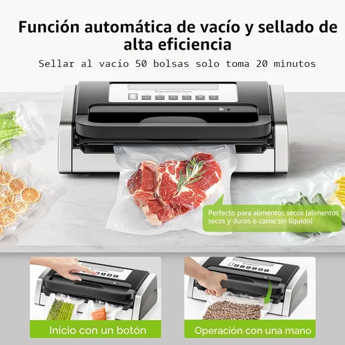 Miniatura 2 de Bonsenkitchen Máquina selladora al vacío, tecnología Globefish para un sellado al vacío perfecto, potente sellador al vacío de alimentos de bajo