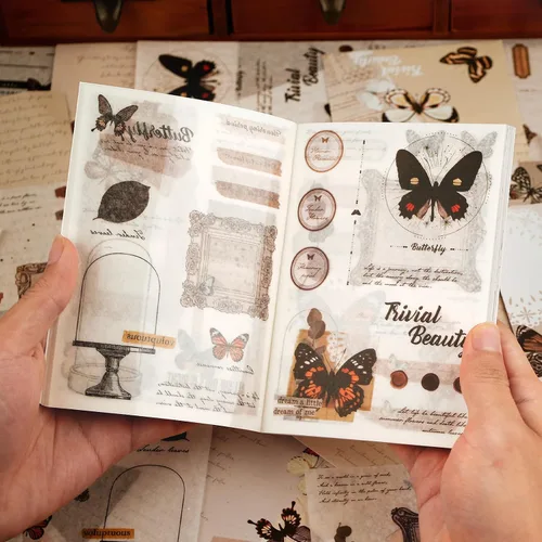 Miniatura 7 de Dizdkizd Calcomanías Washi con Temática Celestial para Journaling, Libro de Calcomanías de Efímera Vintage con 180 Calcomanías de Planetas y 20