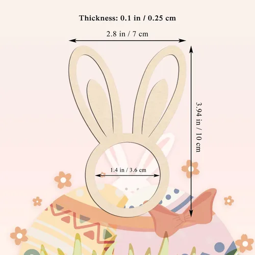 Miniatura 2 de 20 servilleteros de madera de Pascua con forma de conejito de madera en forma de oreja, servilleteros con forma de conejo, tarjetas de lugar