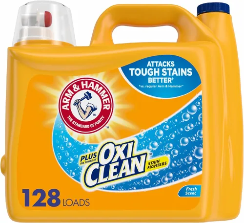 Miniatura 12 de ARM & HAMMER Plus OxiClean Ultra Stain Fighters - Detergente líquido para ropa, removedor de manchas para ropa, aroma fresco, 74 cargas, 96.2 onzas