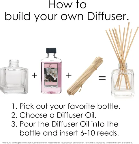 Miniatura 2 de Hosley Juego de 4 botellas difusoras de vidrio cuadradas de 3.25 pulgadas de alto. Ideal para uso con aceites esenciales, difusores de repuesto