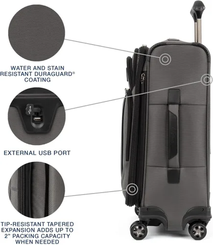 Miniatura 4 de Travelpro Crew Versapack - Maleta giratoria extensible Softside, Gris (Titanium Grey)), 407186305