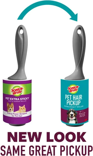Miniatura 2 de Scotch-Brite - Rodillo quitapelusas extra pegajoso para pelo de mascotas, diseñado para quitar el pelo y la pelusa de sofás, ropa, camas de perros
