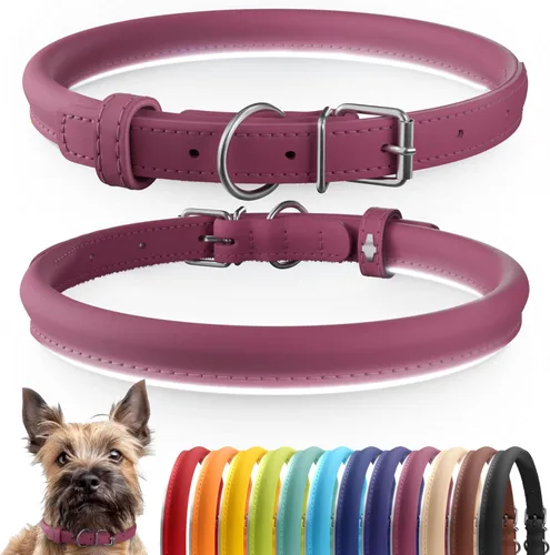 Miniatura 59 de CollarDirect Collar de perro con tachuelas, collares de cuero para mascotas para perros pequeños, medianos y grandes, acolchado suave, marrón, negro
