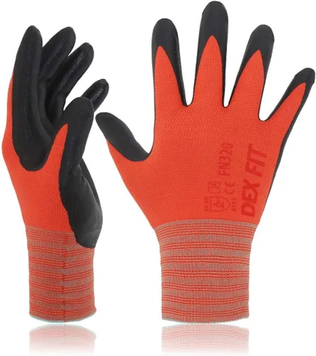 Miniatura 8 de DEX FIT FN320 - Guantes de trabajo de nitrilo, ajuste elástico 3D, agarre de potencia, recubierto de espuma resistente, fino y ligero de nailon Negro