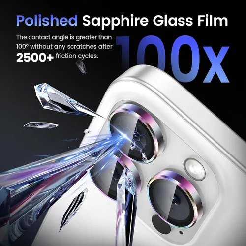 Miniatura 6 de Tensea Protector de lente de cámara compatible con iPhone 17 Pro Max/17 Pro/15 Pro Max/15 Pro/16 Pro Max/16 Pro/14 Pro Max/14 Pro, cubierta de metal