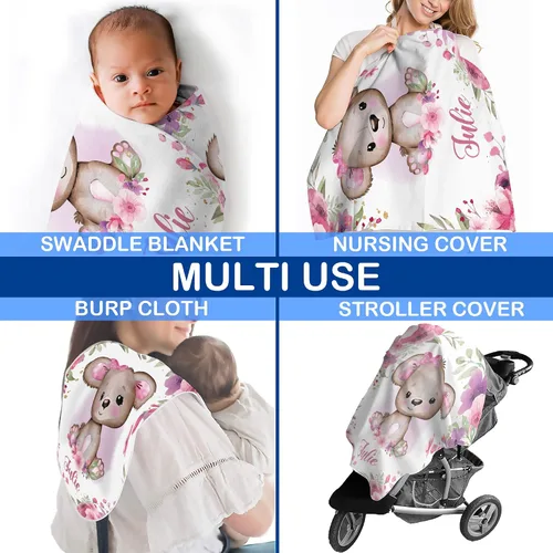 Miniatura 3 de ZouZou Mantas de bebé personalizadas con nombre, mantas de bebé personalizadas para niñas, manta de bebé de oso, el mejor regalo para bebé, recién
