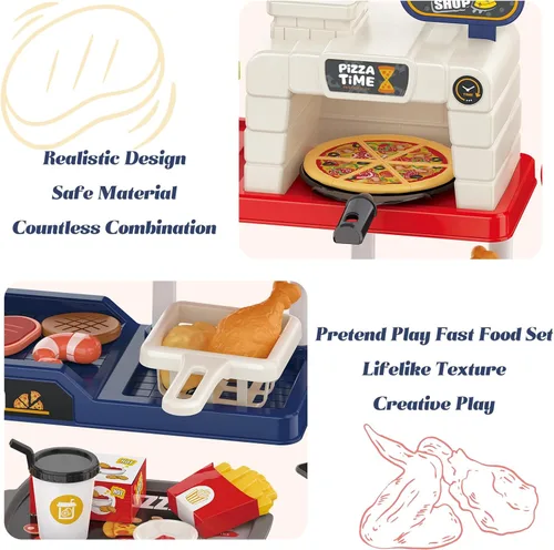 Miniatura 2 de Juego de horno de pizza para niños: máquina de helados, lector de tarjetas, caja registradora, comida de juego