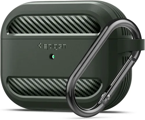 Miniatura 9 de Spigen Rugged Armor - Funda de protección contra caídas con mosquetón diseñada para AirPods Pro (2019), color carbón