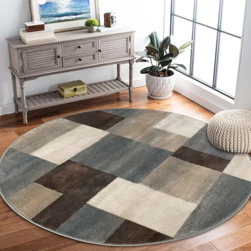 Miniatura 34 de Superior alfombra de área de la colección diseñador Clifton, 8 mm de altura de apilado, con respaldo de yute, diseño geométrico contemporáneo, Beige