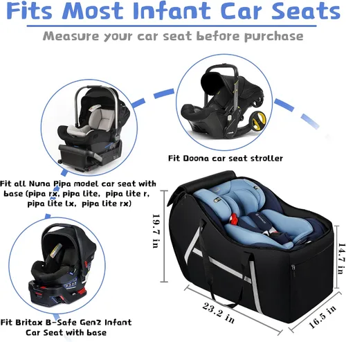 Miniatura 5 de Bolsa de viaje para asiento de automóvil infantil para avión, compatible con todos los asientos y bases de automóvil Nuna Pipa, Chicco KeyFit 30