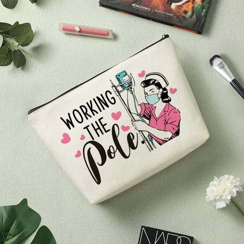 Miniatura 6 de Decohim Bolsa de maquillaje divertida para enfermera, alfabeto, latido del corazón, bolsa de cosméticos, accesorios para enfermeras de trabajo