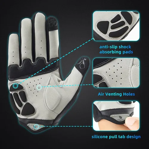 Miniatura 4 de BALEAF Guantes térmicos de ciclismo para hombres y mujeres, acolchados que absorben los golpes, guantes de ciclismo de montaña para dedos completos