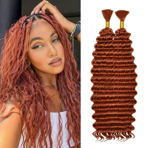Miniatura 16 de Cabello bohemio para trenzar de 18 pulgadas, 2 paquetes de cabello ondulado profundo a granel para trenzas bohemias, sin trama, extensiones