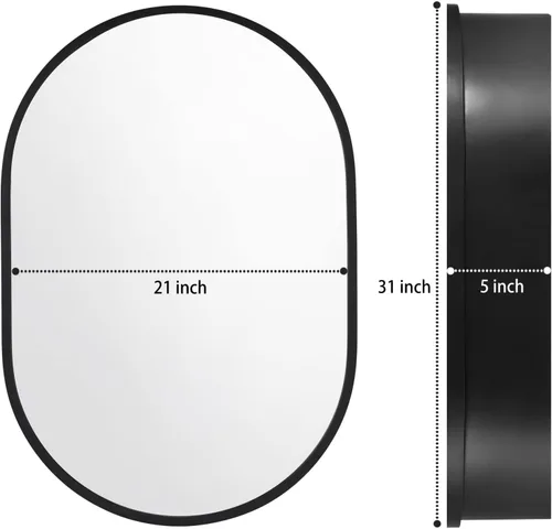 Miniatura 3 de Movo 21 pulgadas x 31 pulgadas oval botiquín espejo baño pared almacenamiento gabinete espejo montaje superficie montaje montaje