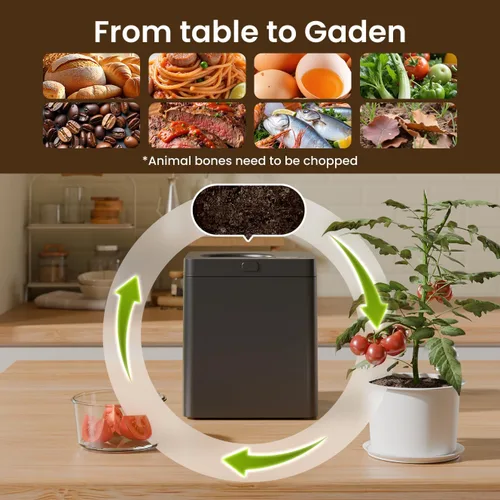 Miniatura 6 de TOPZEE Contenedor eléctrico de compostaje para cocina, compostador inteligente de encimera de 3 litros con limpieza automática sin olor, bajo ruido