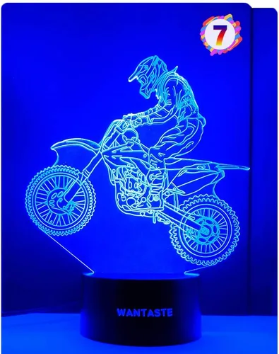Lámpara 3D de motocross con control remoto, juguetes de decoración de motocross para habitación de niños y niñas, 7 colores cambiantes, luz nocturna